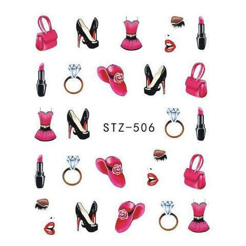 Image of 1 Sheet Black Necklace Jewelry Design Water Transfer Sticker Nail Art