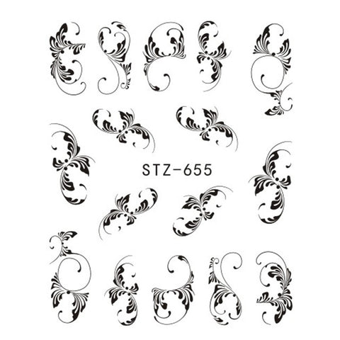 Image of 1 Sheet Black Necklace Jewelry Design Water Transfer Sticker Nail Art