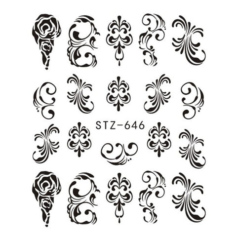 Image of 1 Sheet Black Necklace Jewelry Design Water Transfer Sticker Nail Art