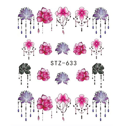 Image of 1 Sheet Black Necklace Jewelry Design Water Transfer Sticker Nail Art