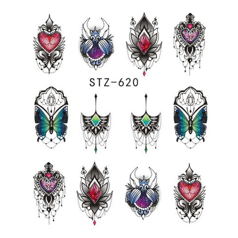 Image of 1 Sheet Black Necklace Jewelry Design Water Transfer Sticker Nail Art