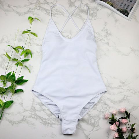 Image of BeachShiny women Swimwear Sexy high cut one piece swimsuit Backless swim suit