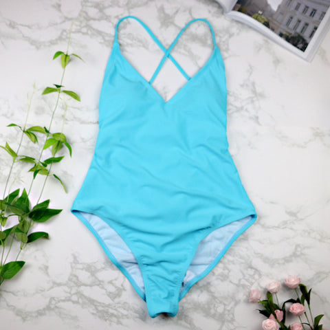 Image of BeachShiny women Swimwear Sexy high cut one piece swimsuit Backless swim suit