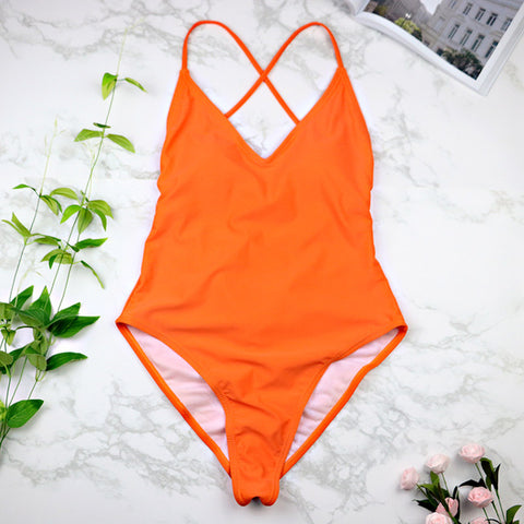 Image of BeachShiny women Swimwear Sexy high cut one piece swimsuit Backless swim suit