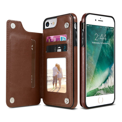 Image of Retro PU Leather Case For iPhone