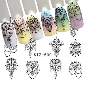 1 Sheet Black Necklace Jewelry Design Water Transfer Sticker Nail Art