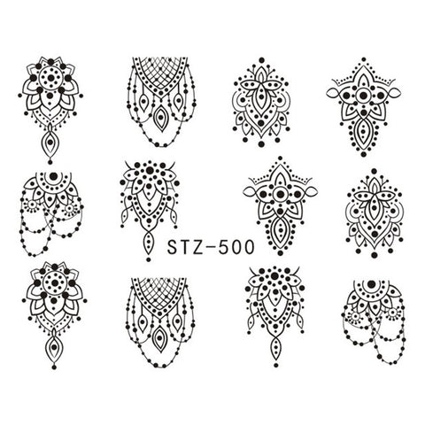 Image of 1 Sheet Black Necklace Jewelry Design Water Transfer Sticker Nail Art