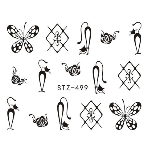Image of 1 Sheet Black Necklace Jewelry Design Water Transfer Sticker Nail Art