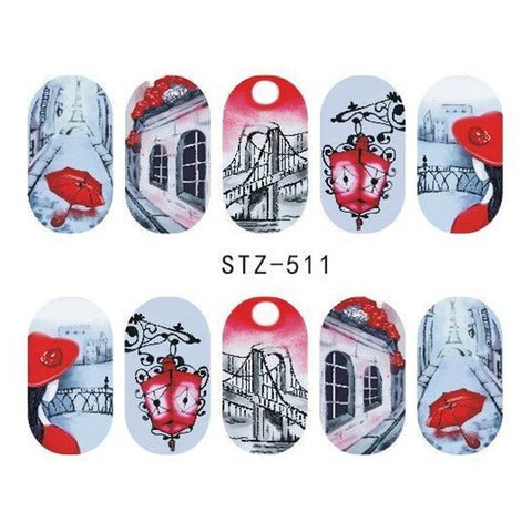 Image of 1 Sheet Black Necklace Jewelry Design Water Transfer Sticker Nail Art