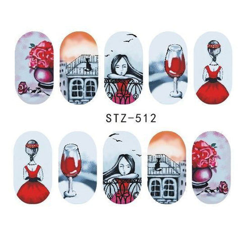 Image of 1 Sheet Black Necklace Jewelry Design Water Transfer Sticker Nail Art