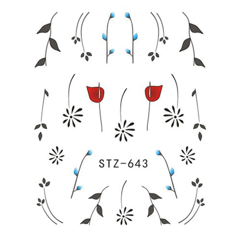 Image of 1 Sheet Black Necklace Jewelry Design Water Transfer Sticker Nail Art