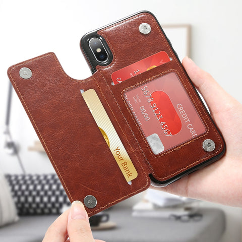 Image of Retro PU Leather Case For iPhone
